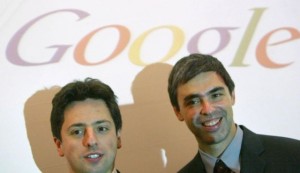 co-fondatori Google  Sergey Brin and Larry Page. Fotografie de John MacDougall — AFP