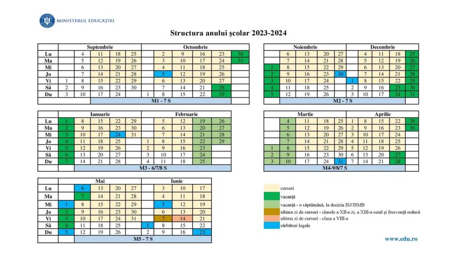 Calendar An Scolar 2023 2024 