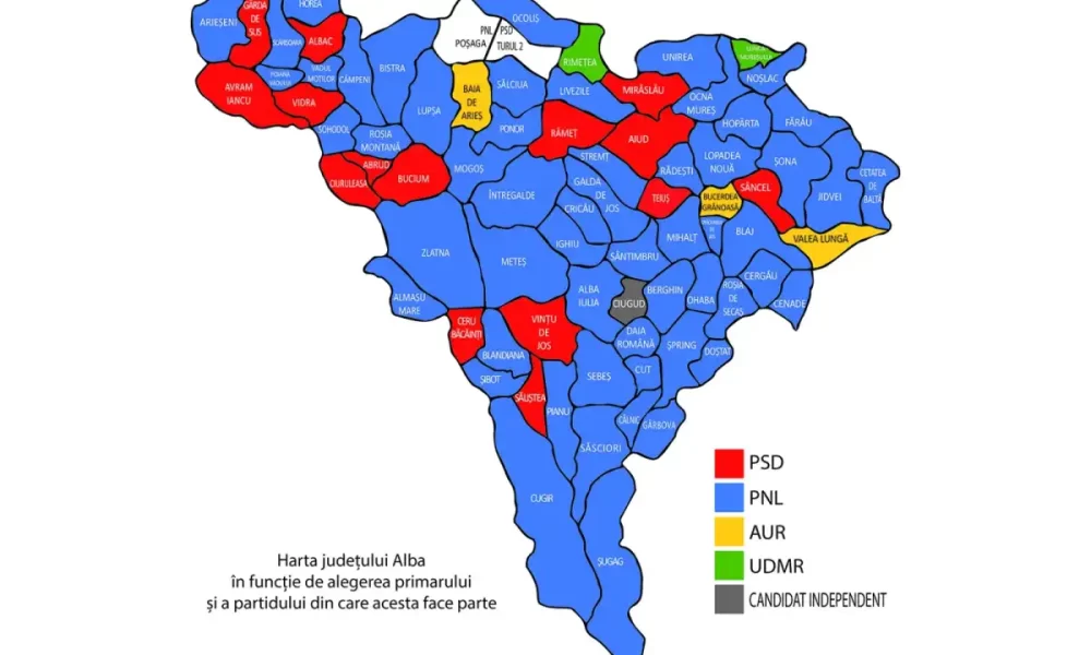 HARTA REZULTATE ALEGERI LOCALE 2024, în Alba. Cine a câștigat