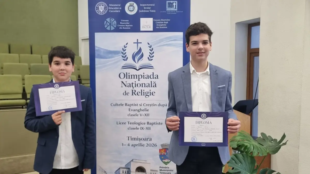 FOTO | Frații Petru și Matei Joldeș, elevi ai Liceului Tehnologic „Alexandru Domșa” Alba Iulia, rezultate excepționale la faza națională a Olimpiadei de Religie 2026: „Copii frumoși, suntem mândri de voi!”